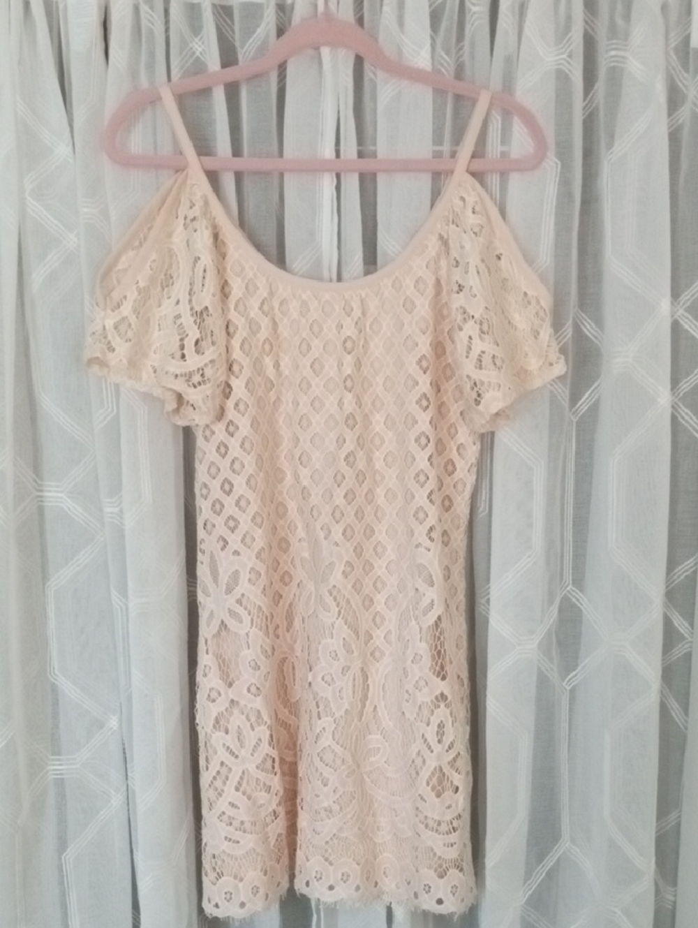 VENUS Cream Lace Cold-Shoulder Mini Dress Size S